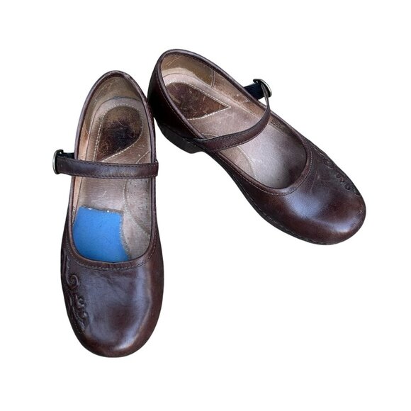 Dansko Savannah Brown Leather Mary Jane Clogs Size 40 - Picture 1 of 10